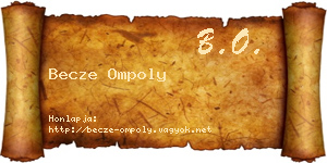 Becze Ompoly névjegykártya